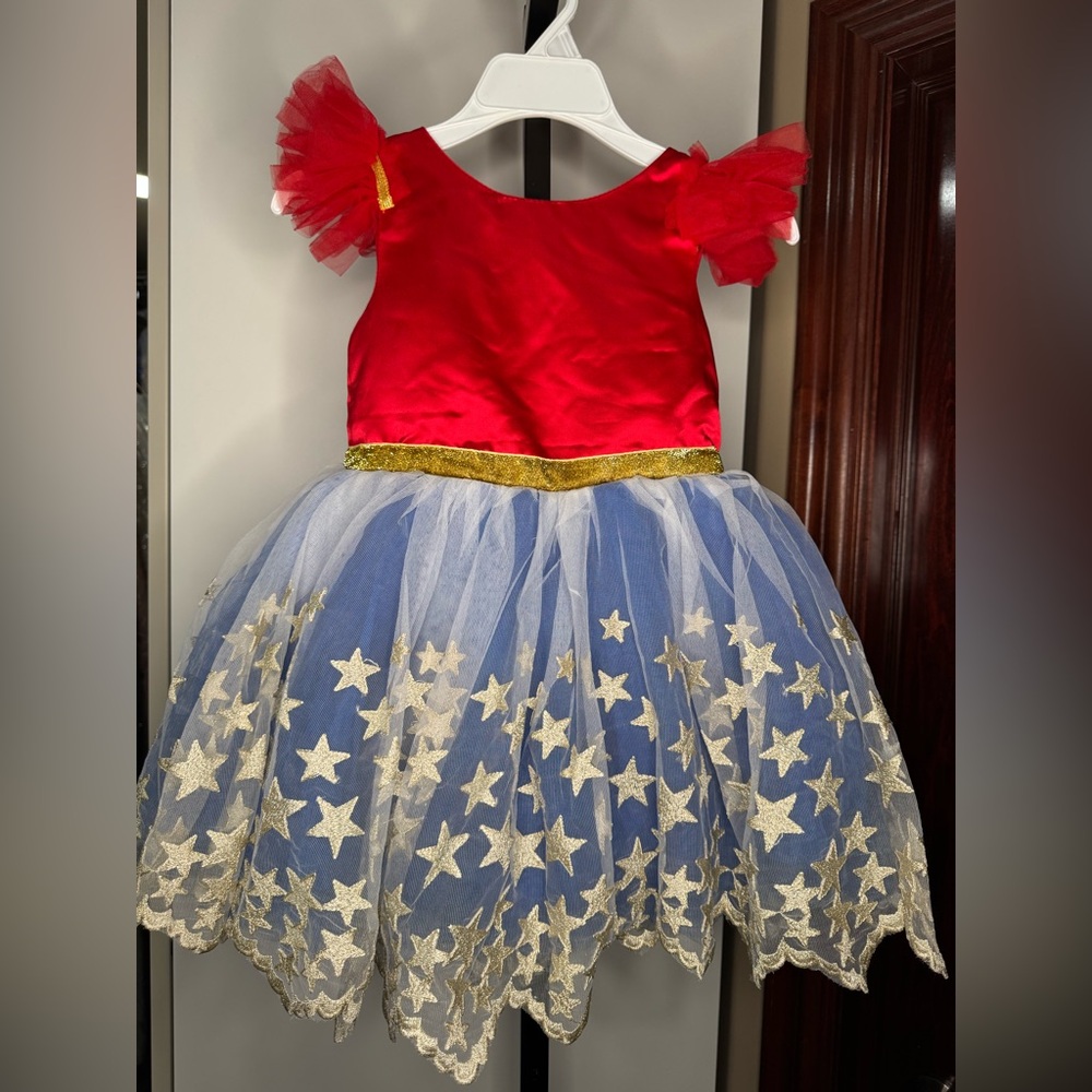 Handmade Red and Blue Starry Kids dress